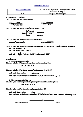 Đề thi thử học kỳ II môn Toán Lớp 11 - Năm học 2010-2011 - Đề số 2 (Có đáp án)